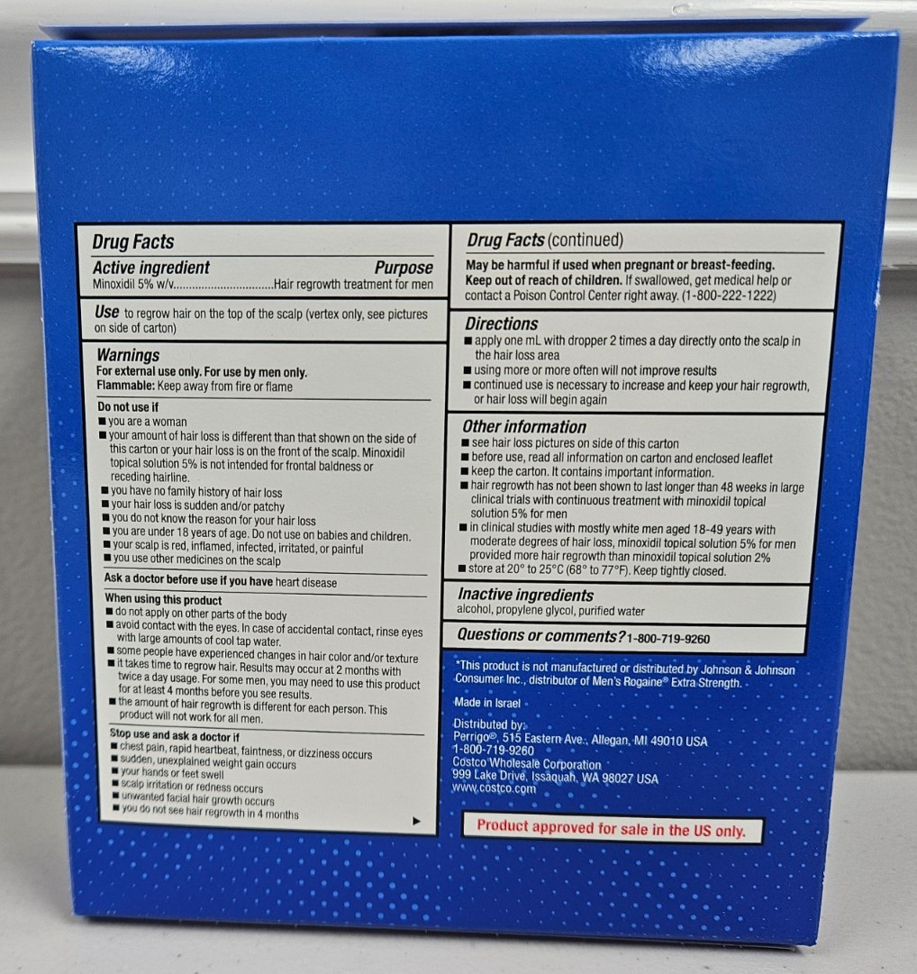 6 Months Kirkland Signature Minoxidil Topical Solution 5% Hair Regrowth Exp 2027
