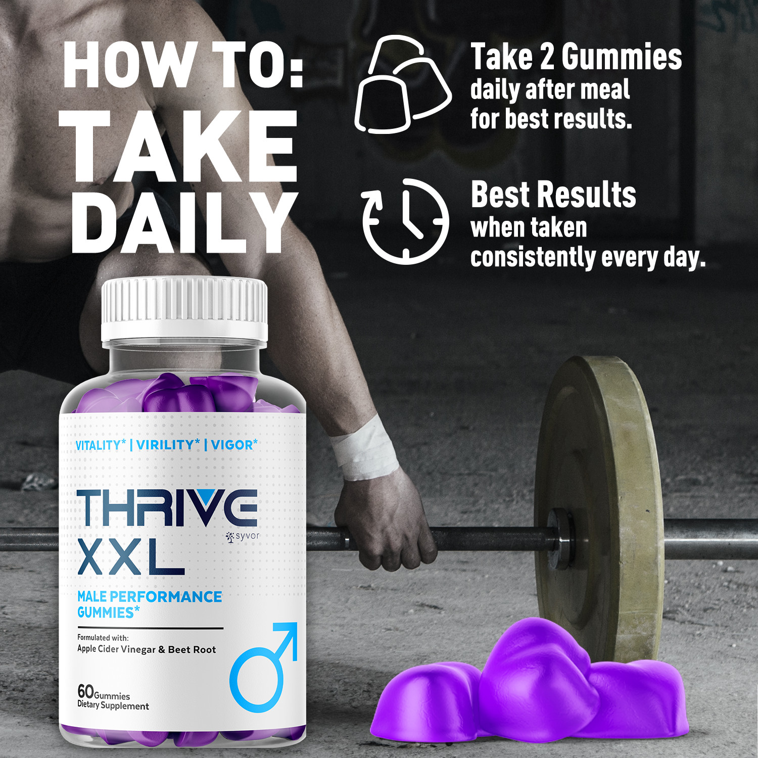 (2 Pack) Thrive XXL Male Gummys Advanced Formula ThriveXXL Vitamin 120 Gummies
