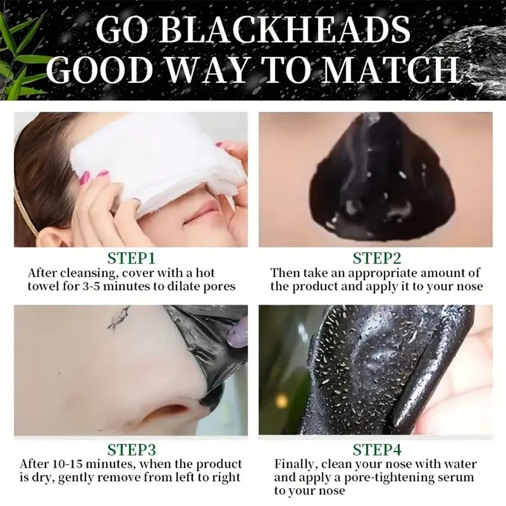 60g Bamboo Charcoal Black Mask Peel Off Deep Cleansing Blackhead Removal Face