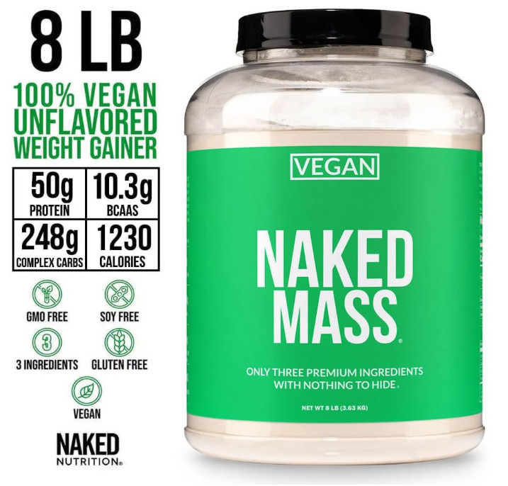 NAKED Vegan Mass Weight Gainer Protein Powder, 8 lb, 1,230 Calories