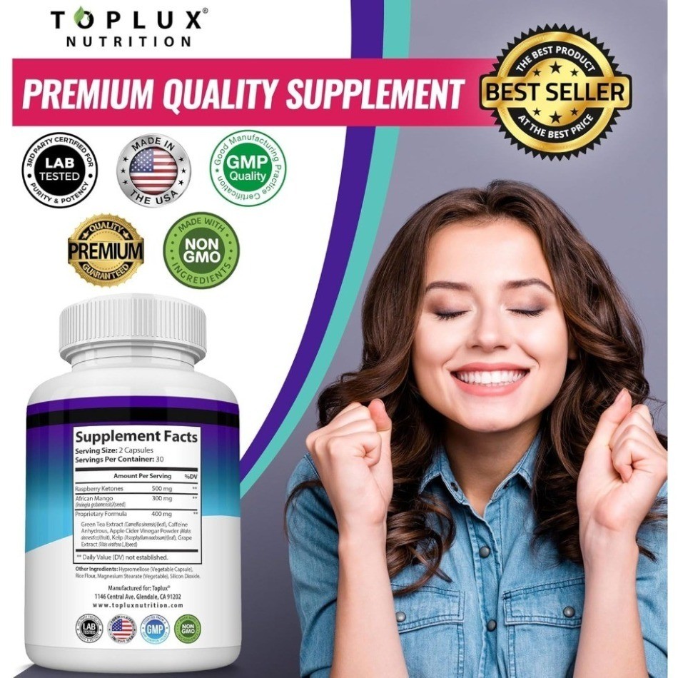 2Pack-Toplux Nutrition Keto Burn 1200mg Ketosis Formula 60 Capsules