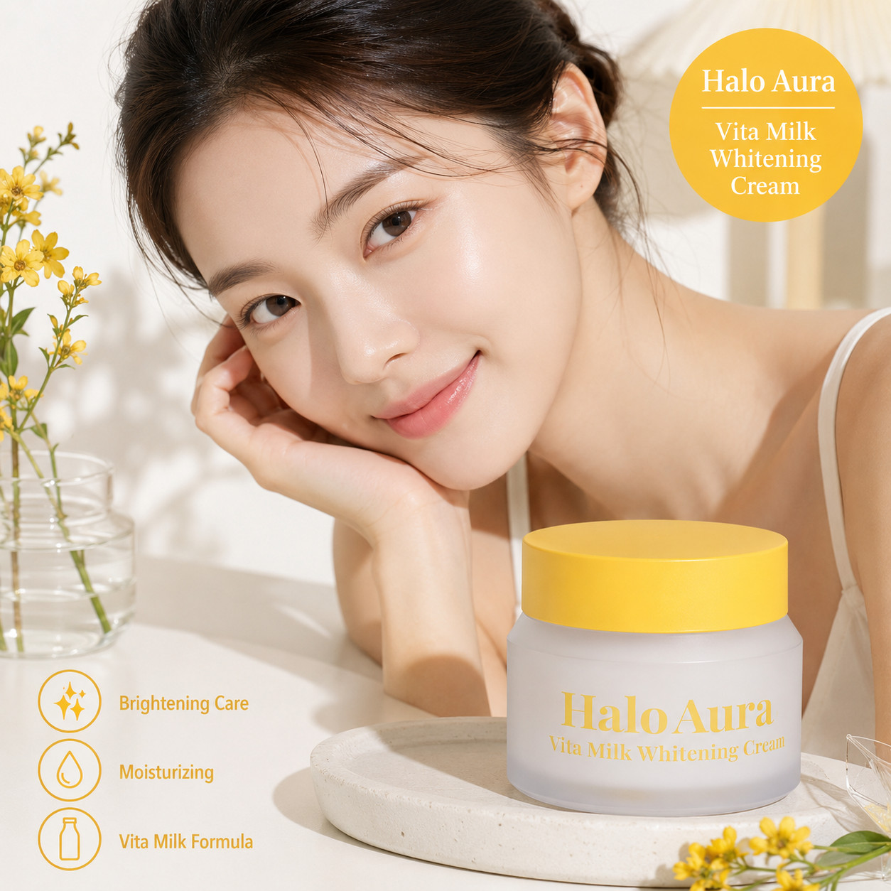 O21 Halo Aura Vita Milk Cream 50g – Whitening Hydrating Moisturizer