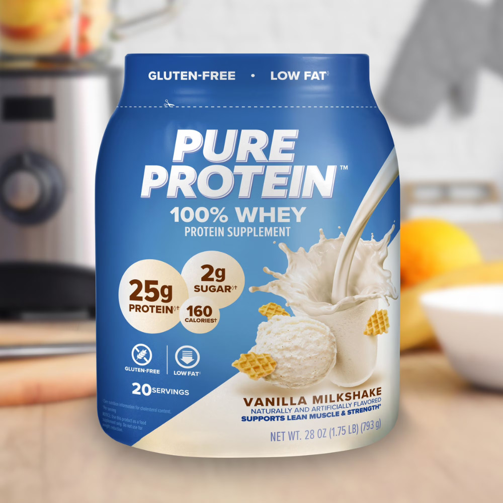 Pure Protein 100% Whey Protein Powder, Vanilla Cream, 25g Protein, 1.75 lbs New