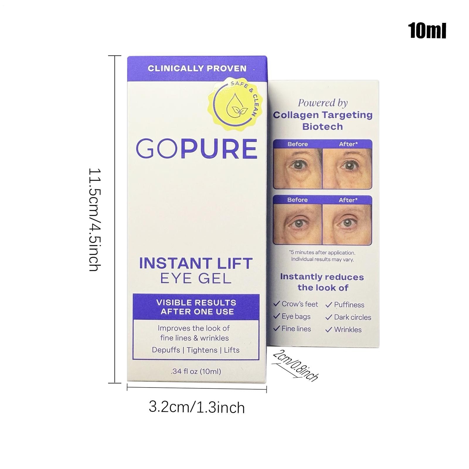 [Go Pure] Instant Lift Eye Gel NEW PRODUCT Depuffs Tightens Lifts 0.34 Oz NIB