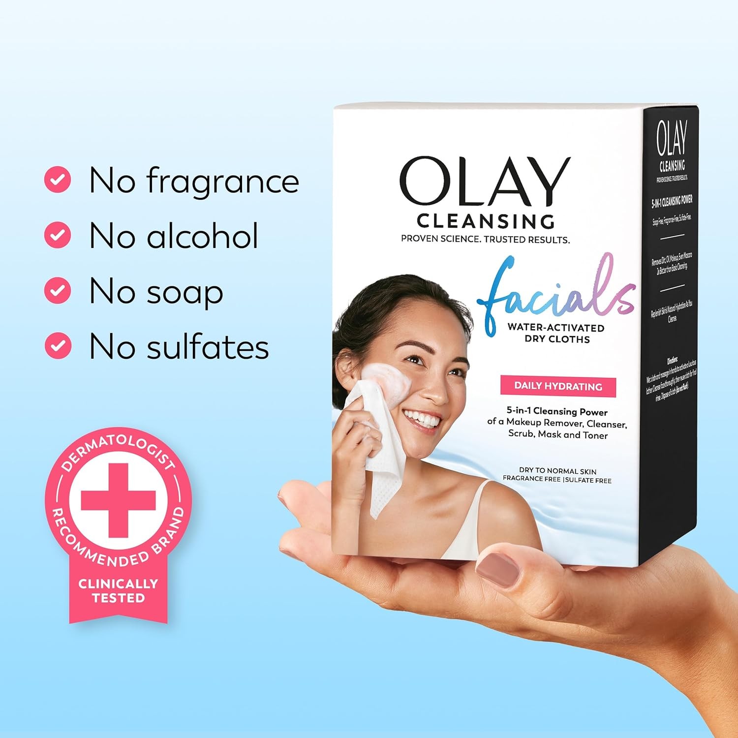 Olay Makeup Remover Wipes, Daily Facials Hydrating Face Cleanser for Normal to D
