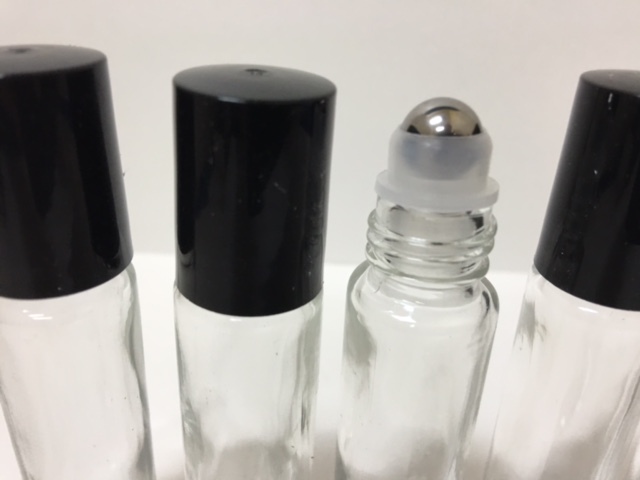 12 Pack –10ml StainLess Steel Metal Roller Ball Transparent Clear Glass Bottles