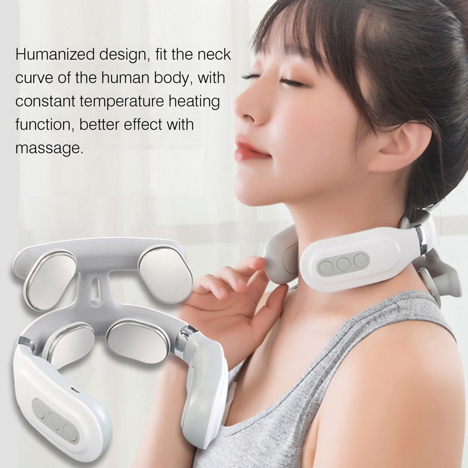 Cervical Massager 16 Modes USB Smart Pulse Heating 4 Head Neck Massager for Neck