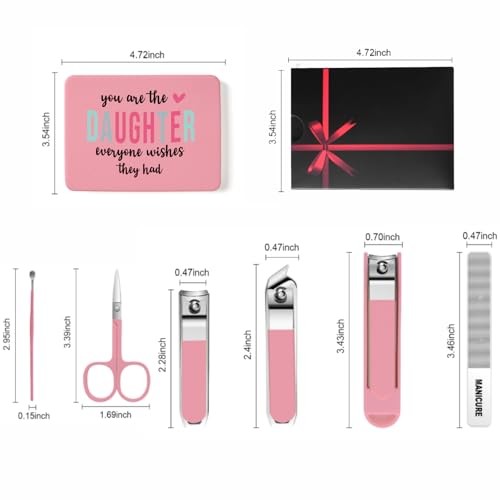 6-Piece Nail Clipper Set with Nail File, Tweezers and ingrown Daughtere Pink