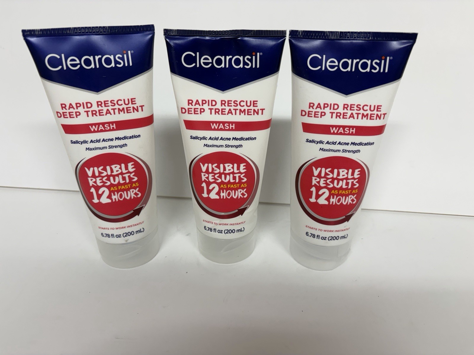 Lot 3 Clearasil Rapid Rescue Deep Treatment Wash 6.78 Fl Oz expiration 2/26+