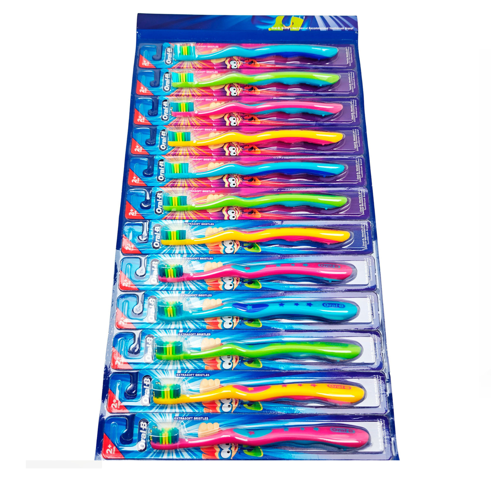 Oral-B Kids Toothbrush Set 12 Pack Card Extra Soft 2+ Years Colorful Brushes