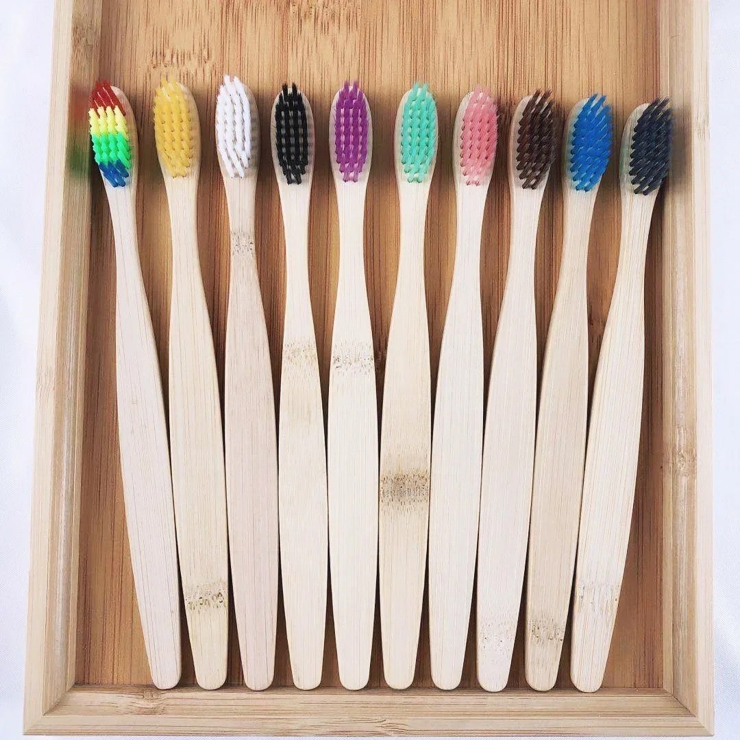 10PCS Eco-Friendly Bamboo Toothbrush Set – Soft Charcoal Bristles Oral Care Pack