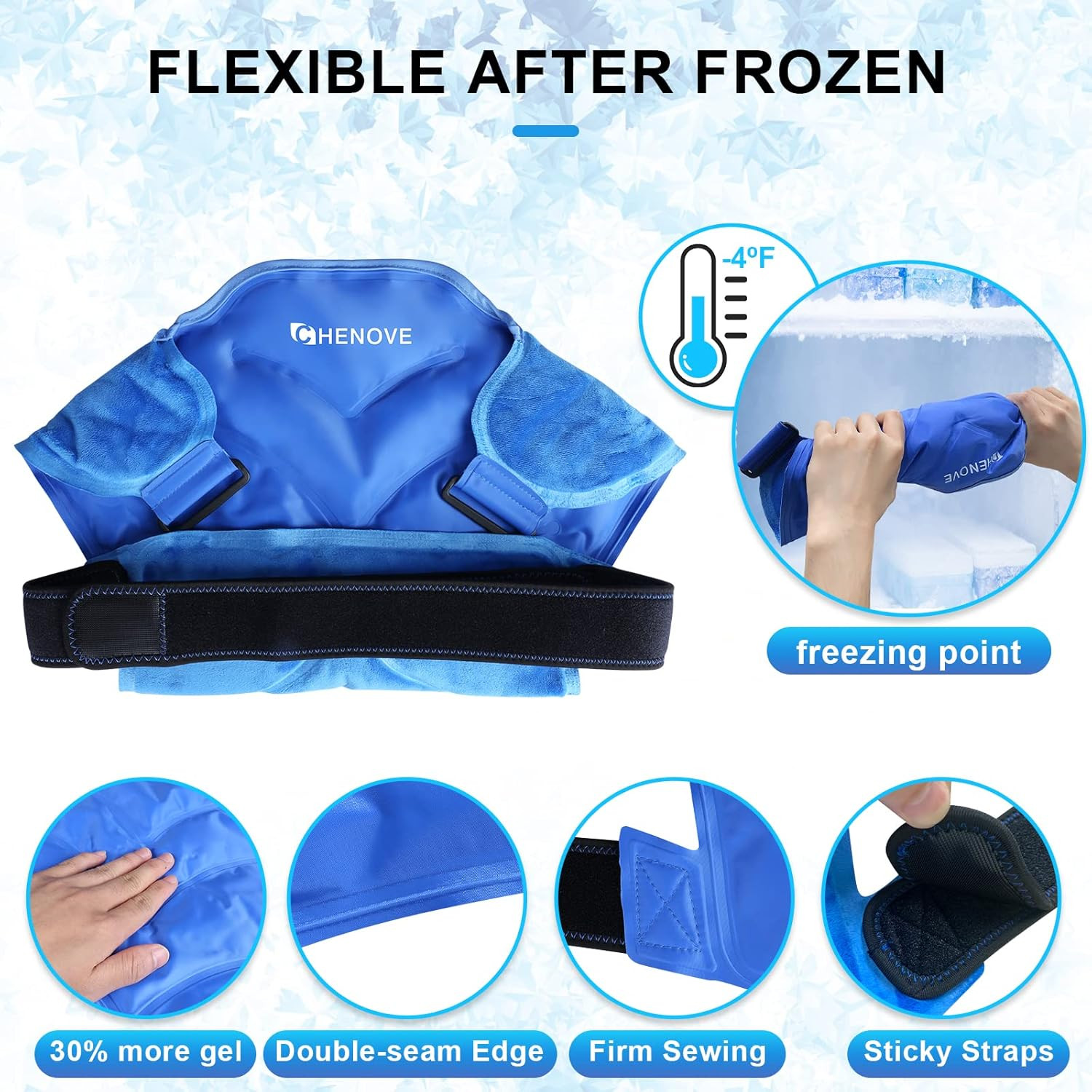 Ice Pack for Shoulders Upper Back with Strap, Neck and Shoulder Ice Pack Wrap Ro