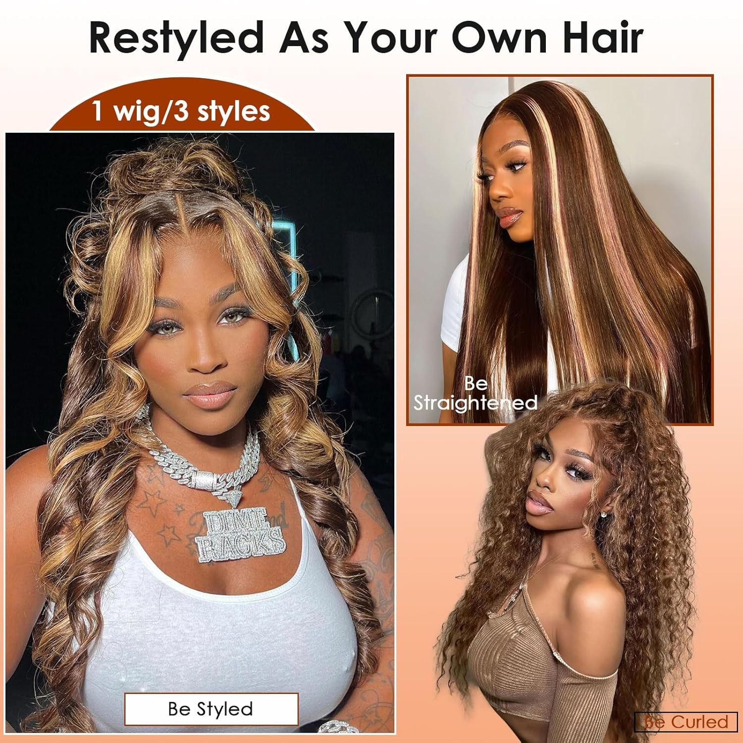30 Inch Highlight Ombre Lace Front Wig Human Hair Honey Blonde Body Wave 13×6 HD