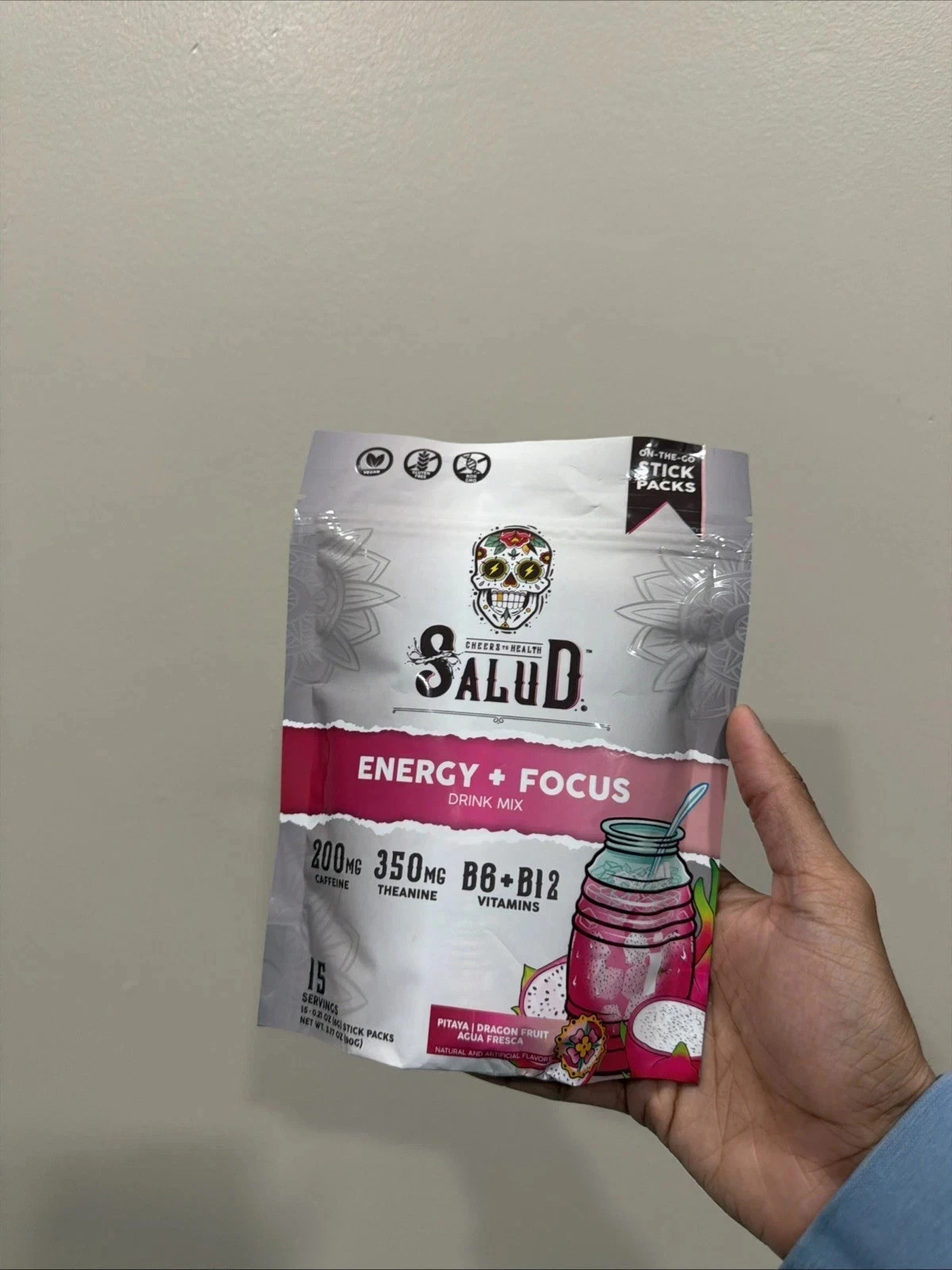 Salud 2-in-1 Dragon Fruit Energy Drink Powder – Clean Focus, 15 Servings..