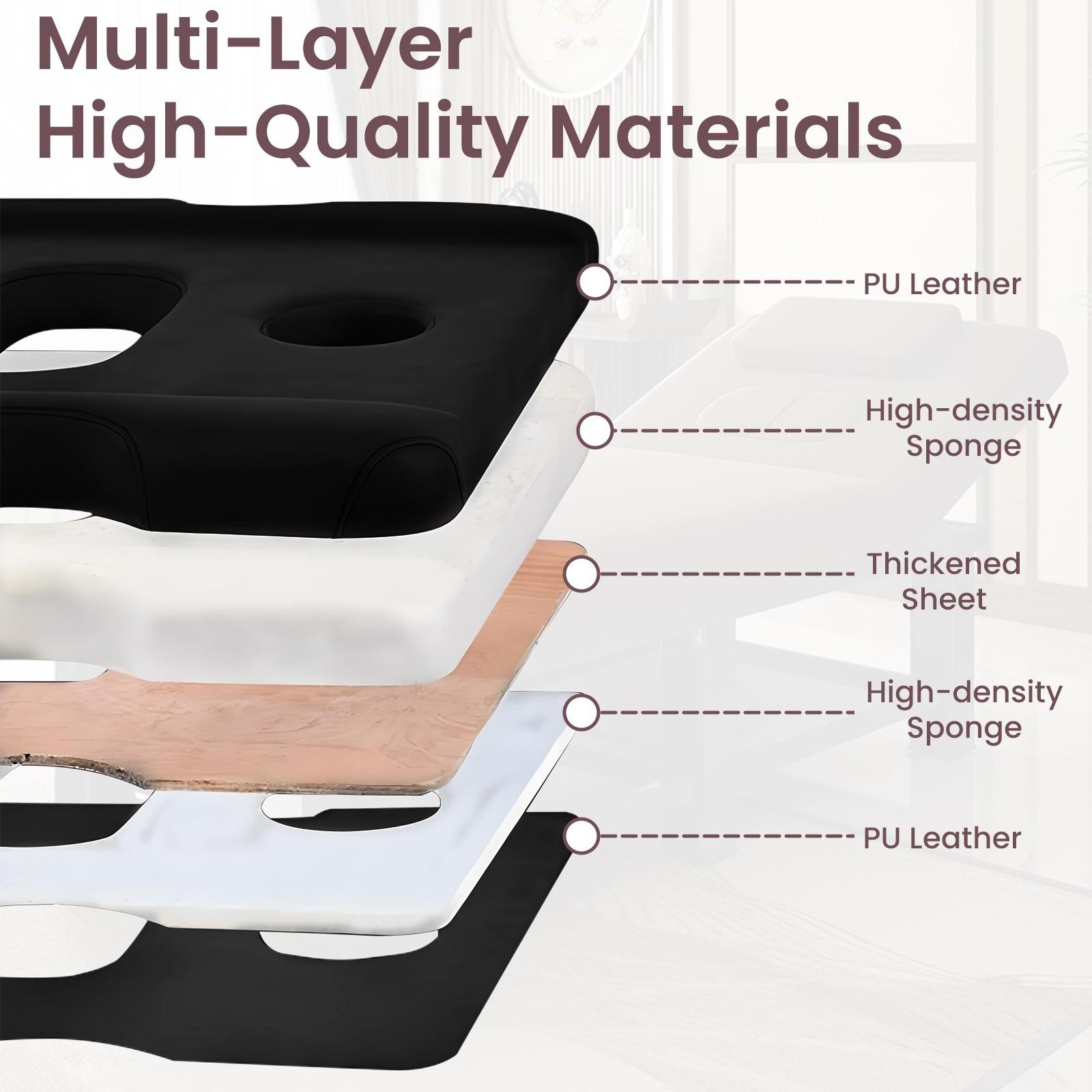 Black HeavyDuty Wide Massage Table Facial Bed Salon Beauty w/Open-Chest,Headrest