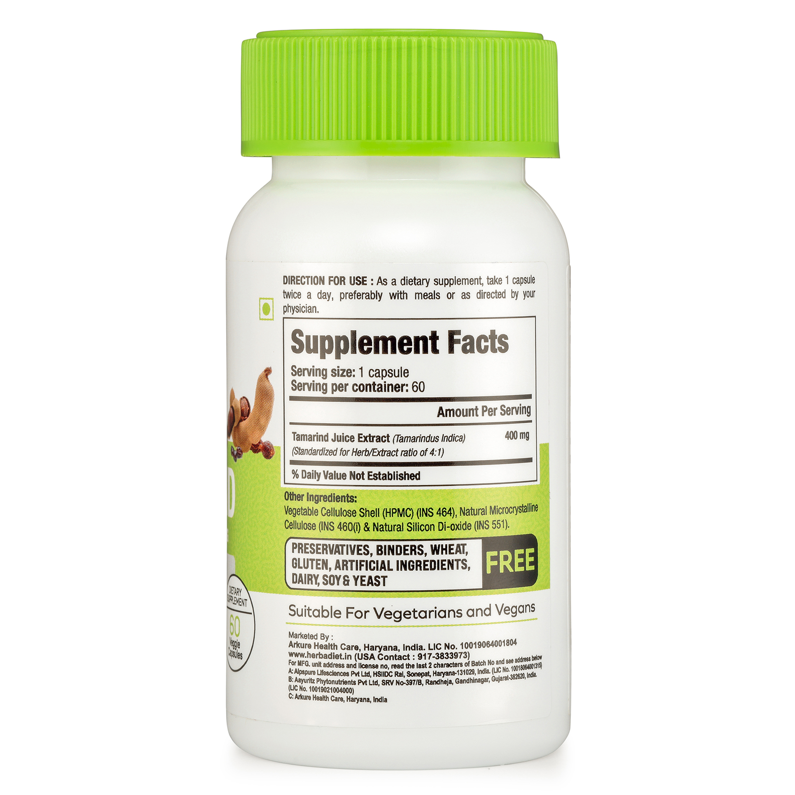 Organic Tamarind Juice Powder Capsules Immune System Booster Tamarindus Indica