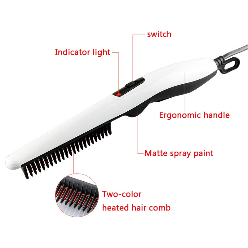 Beard Straightener Brush for Men Ceramic & Ionic Hair Anti-Scald Hot Comb Gift