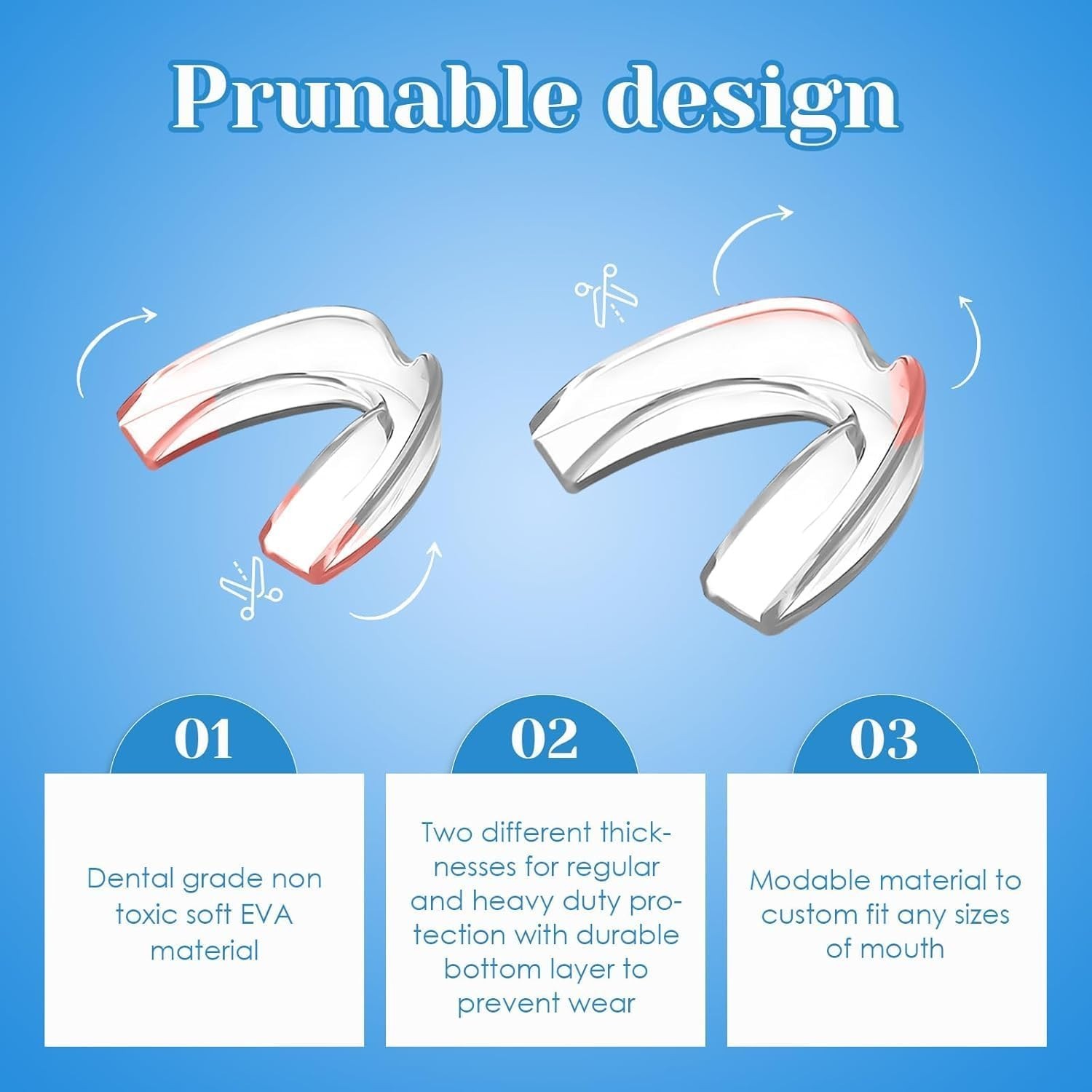 Mouth Guard 2 Sizes, Pack of 4 for Teeth Grinding at Night Clenching Moldable