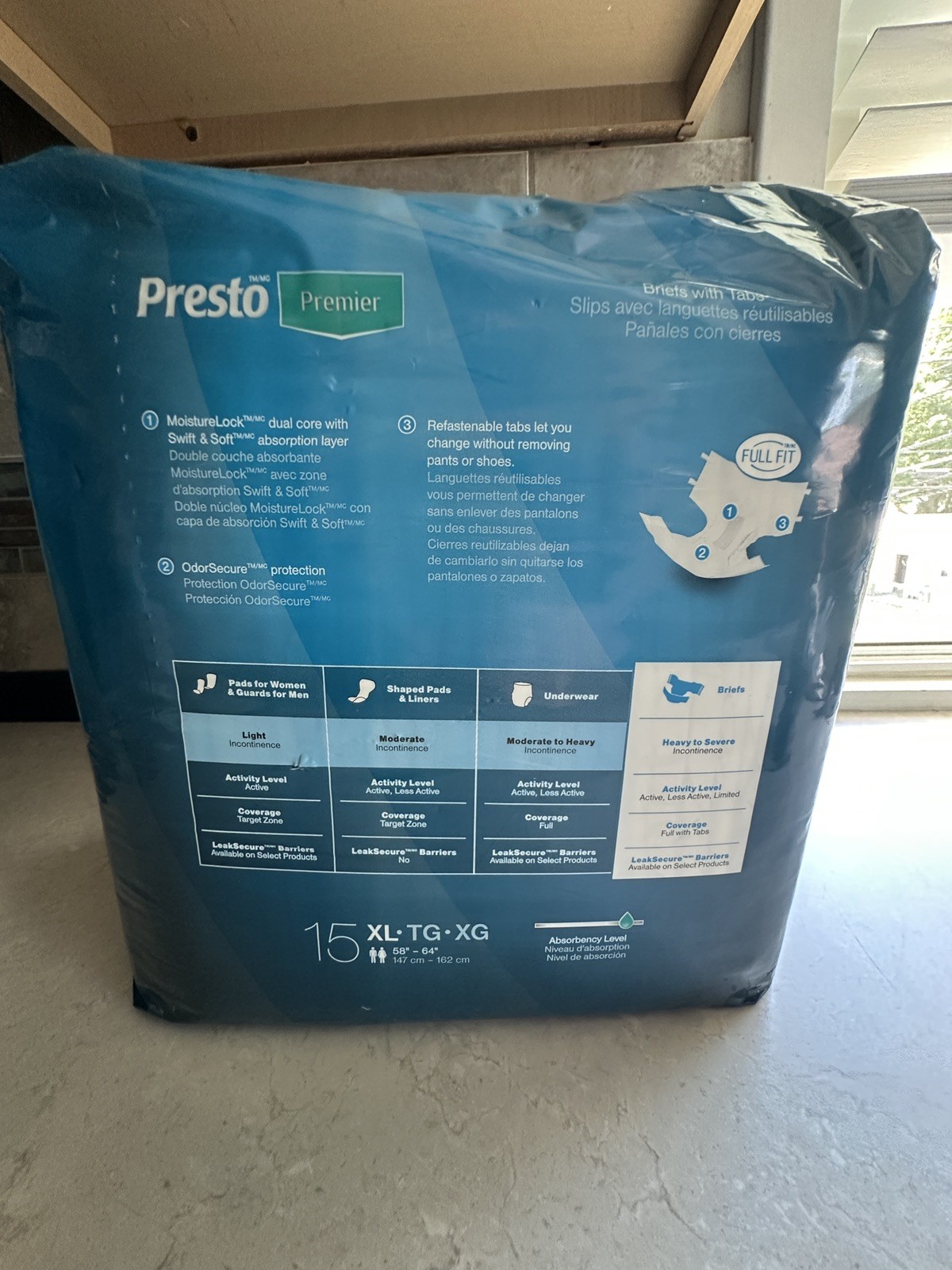 Pack 15 Presto Supreme FlexRight Heavy Absorbency Adult Underwear XL 58″- 68″