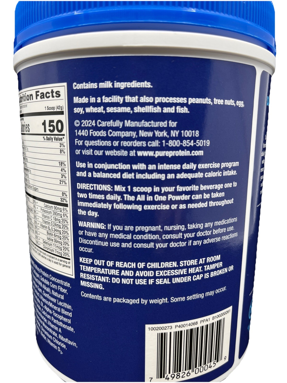 Pure Protein All In One Powder Rich Chocolate Whey Collagen 1.25lb 749826000459