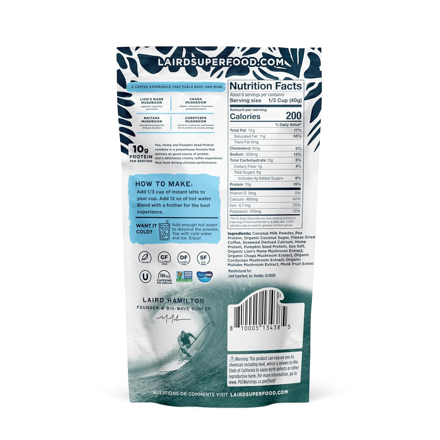 Protein Instant Latte, Sweet & Creamy, Non-Dairy, Superfood Creamer and Coffee,