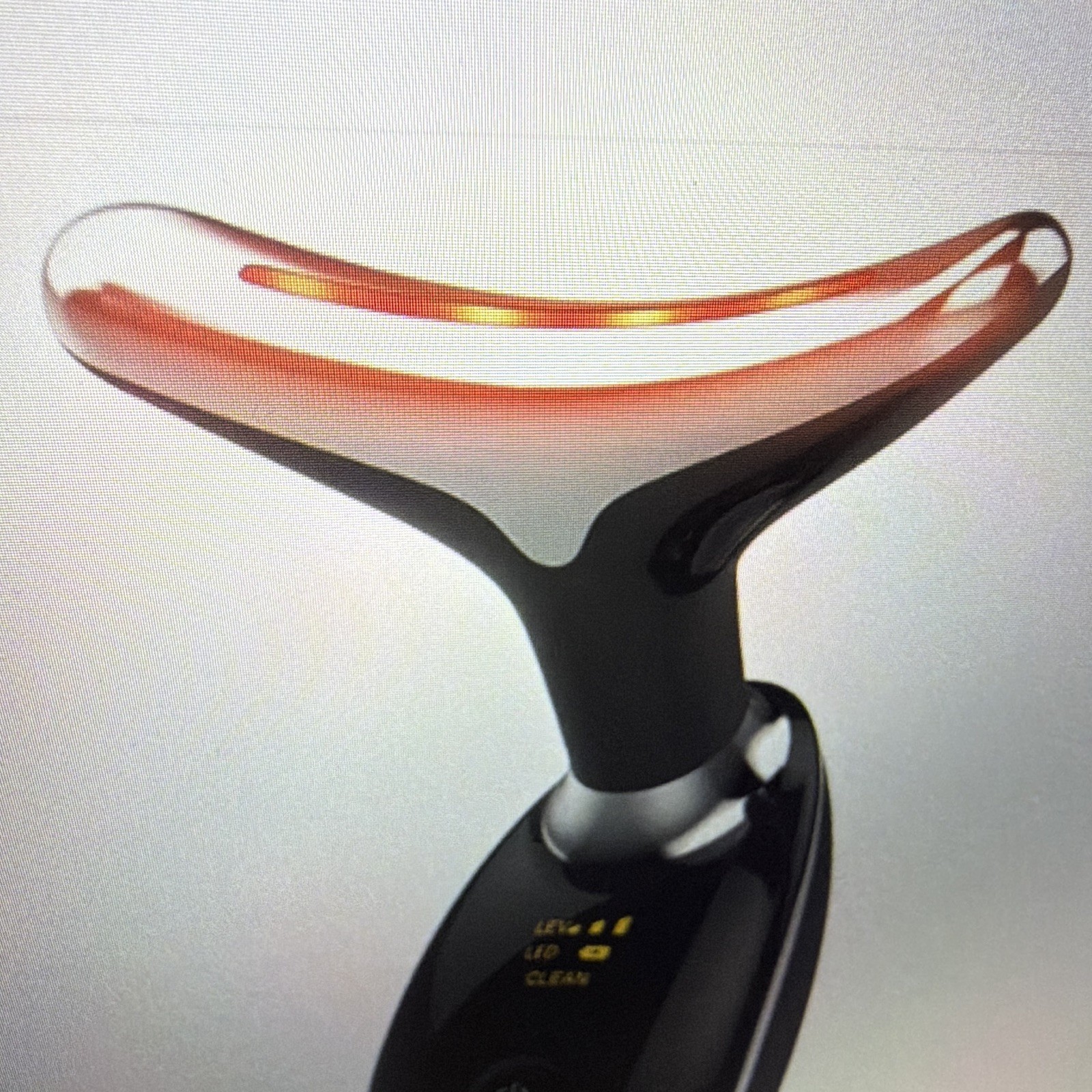 LED Light Vibrating Face & Neck Massager Level Display Clean Mode Black/Rose
