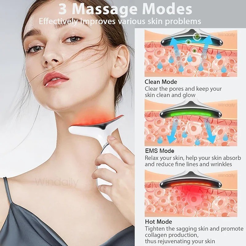 7 Colors Face Neck Massager Facial Lifting Device Skin Tightening Anti Wrinkle