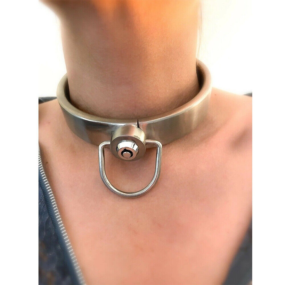 Stainless Steel Push Lock Fixed Handcuffs Wrist Collar Heavy Restraints