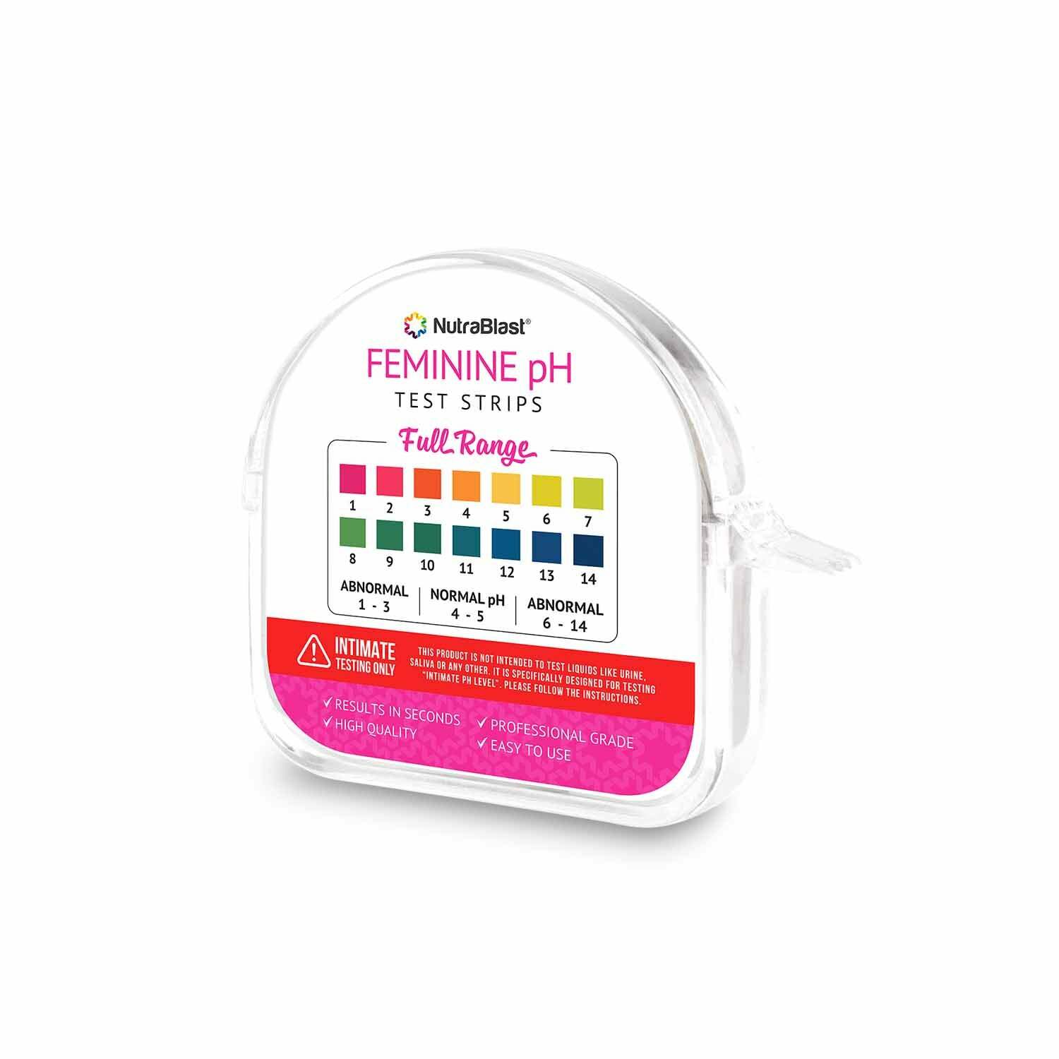 Nutrablast Feminine pH Test Strips Full Range 1-14 (100 Tests) Monitor pH Health