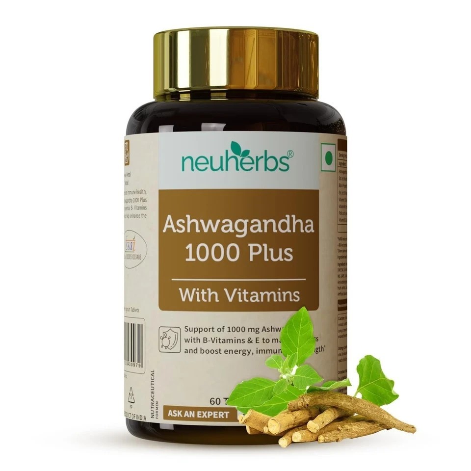 Ashwagandha 1000mg Tablets | Manage Anxiety & Stress Relief | (Pack of 2)