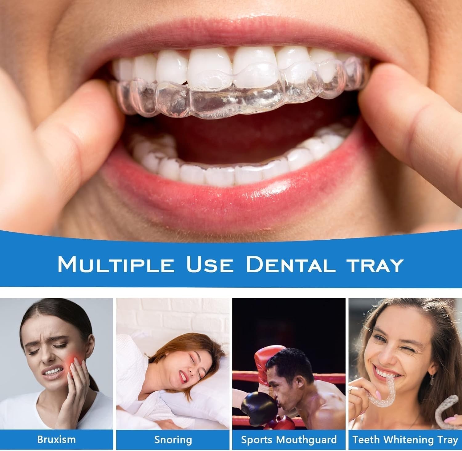 Mouth Guard 2 Sizes, Pack of 4 for Teeth Grinding at Night Clenching Moldable