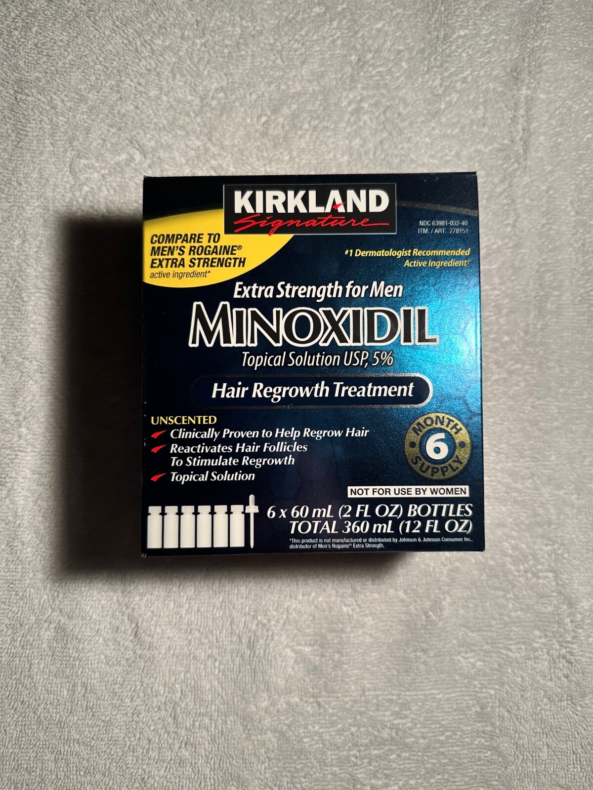 Kirkland Minoxidil 5% Extra Strength Men 6 Month EXP: 03/25 Hair Growth Solution