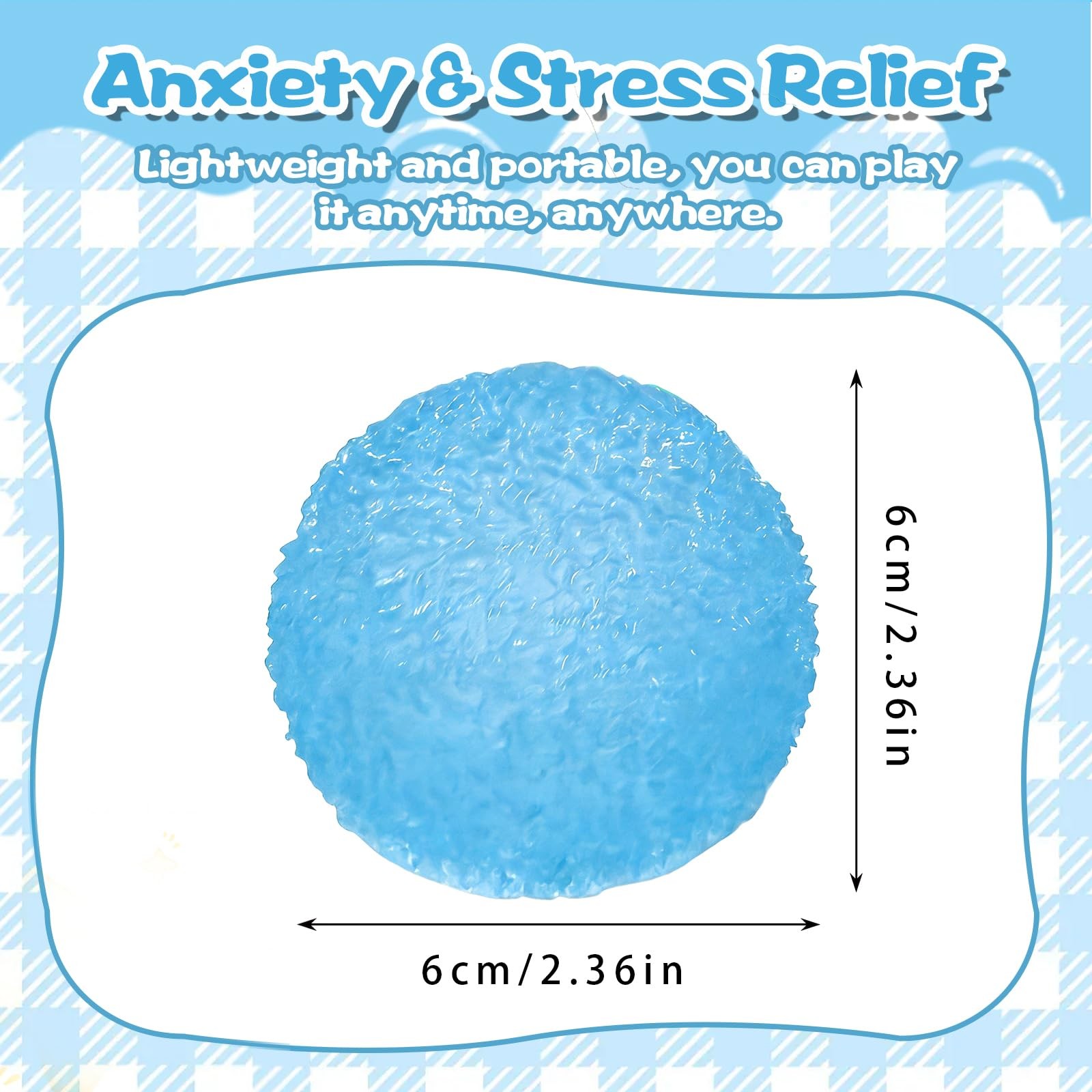 Textured Squishy Stress Ball 6cm/2.36in for Kids Ages 3+ & Adults, Sensory Sq…