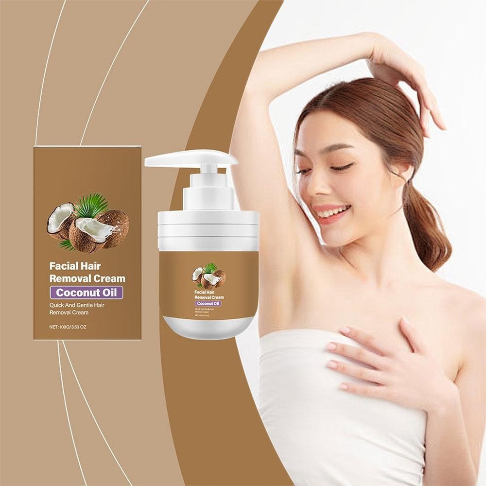 Facial Hair Removal Cream Coconut Oil Based Gentle Body Hair Remover 3.53OZ/100g