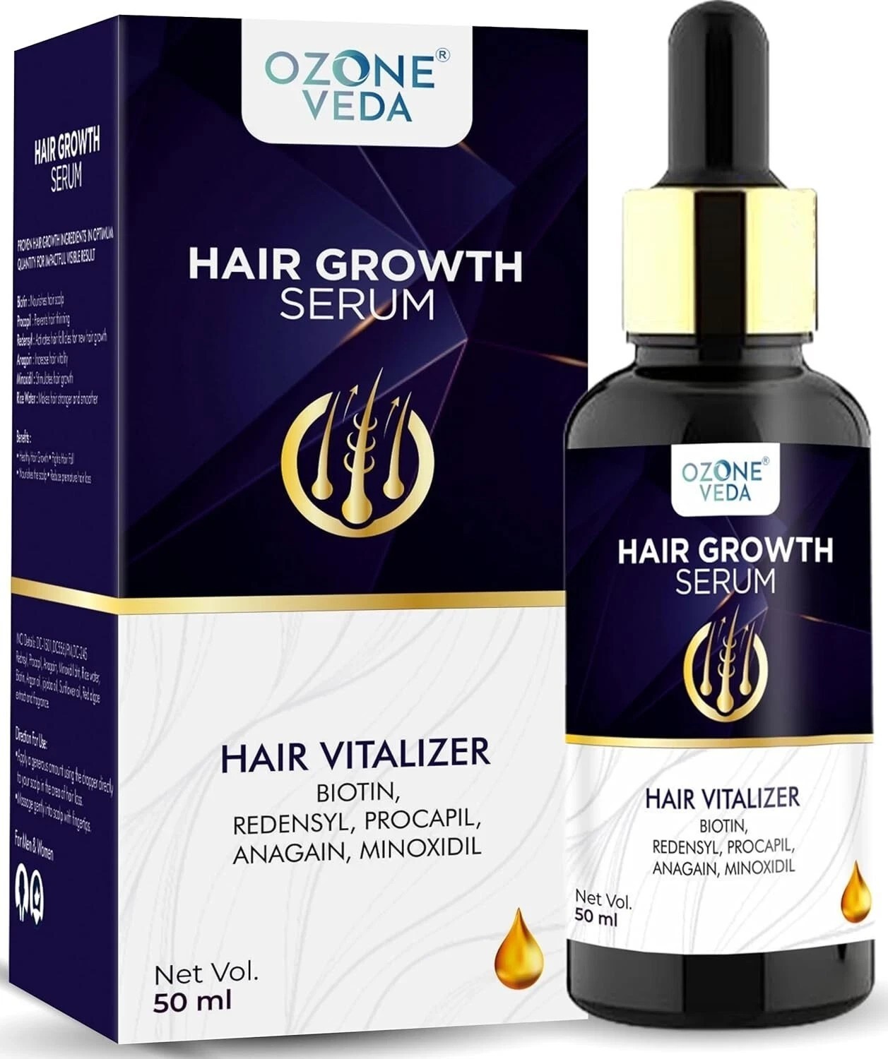 Ozoneveda Hair Growth Serum With Procapil, Biotin, Redensyl,Anagain & Rice water
