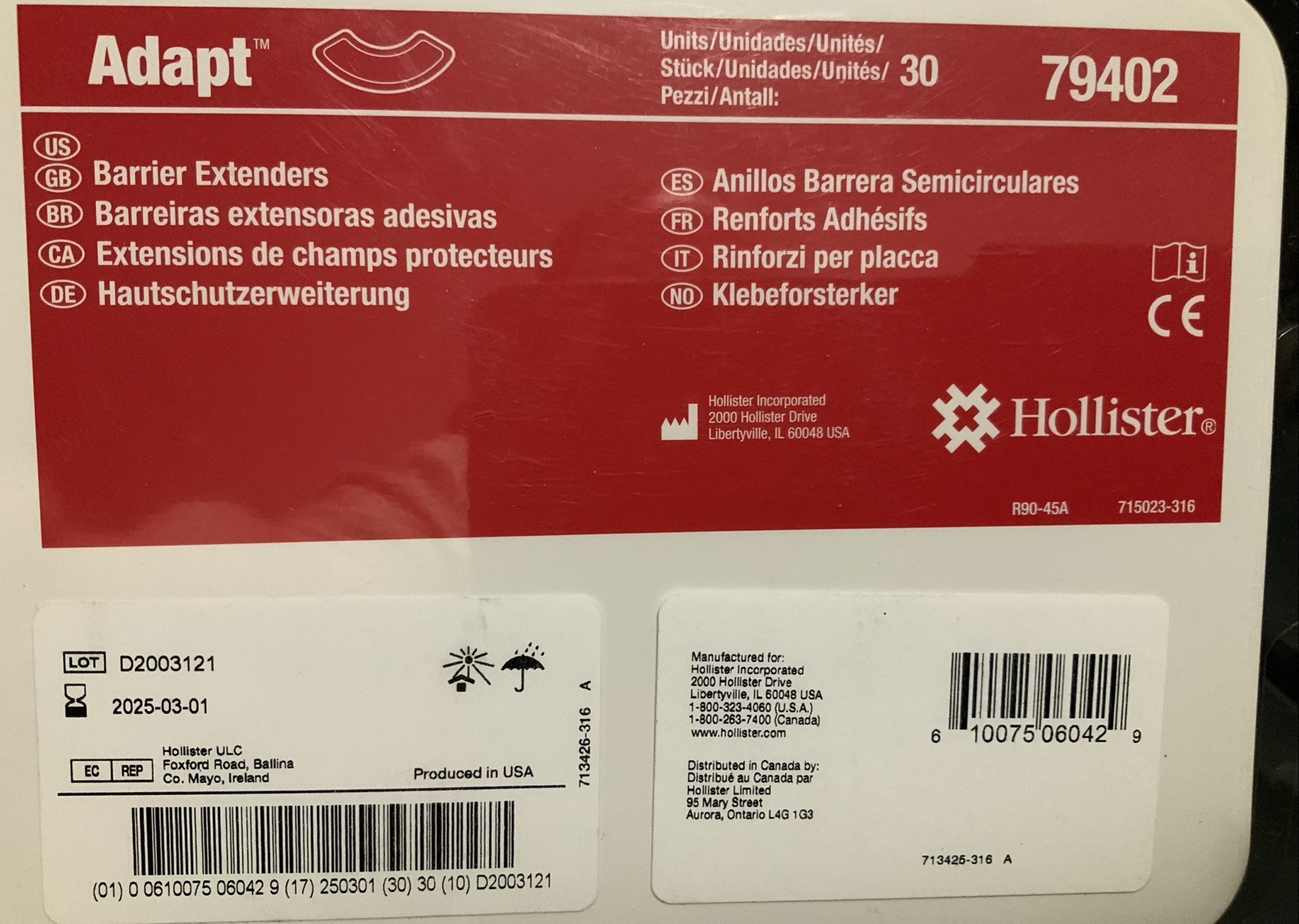 Hollister 79402 Adapt Barrier Extenders – Pack Of 30 Ex 2025-03-01 & 2025-01-01