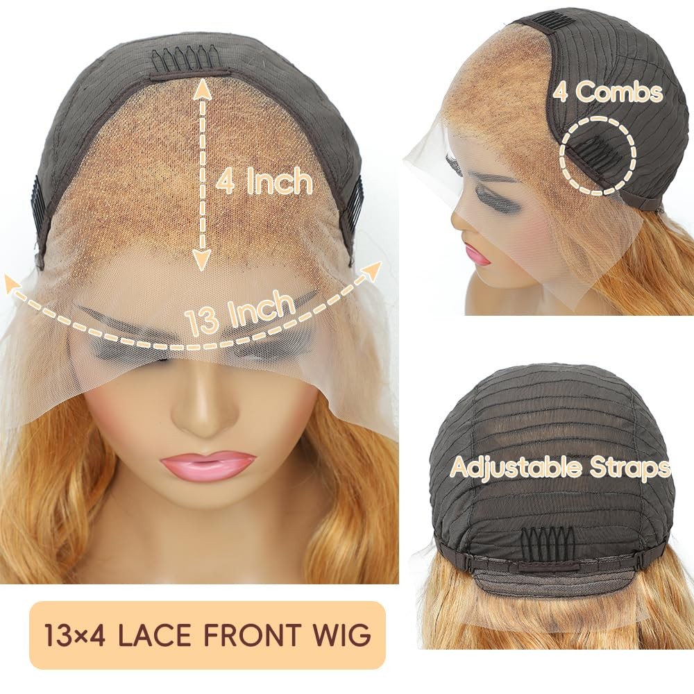 Honey Blonde Human Hair Wig HD Lace Front 180% Density Full Lace Human Hair