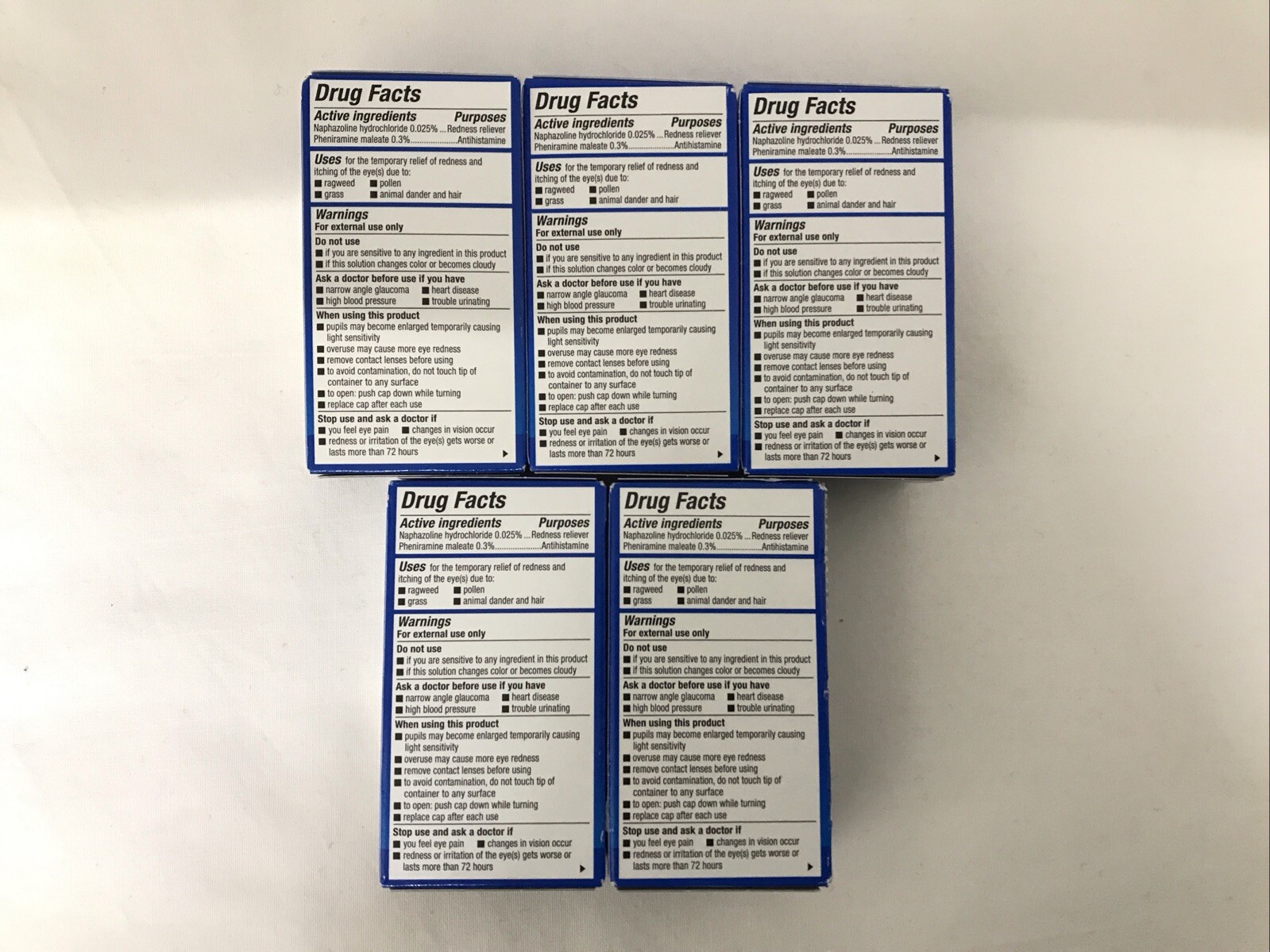 Exp 05/2027) 5 Boxes Naphcon A Eye Allergy Relief Drops 15 ml(0.5oz)
