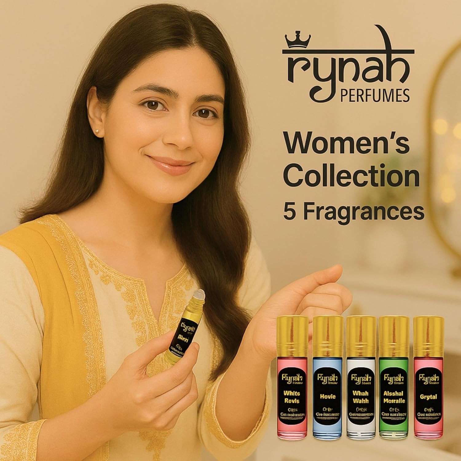 Rynah Attar Set for Women 5x6ml Roll-On Non-Alcoholic Perfume Oils