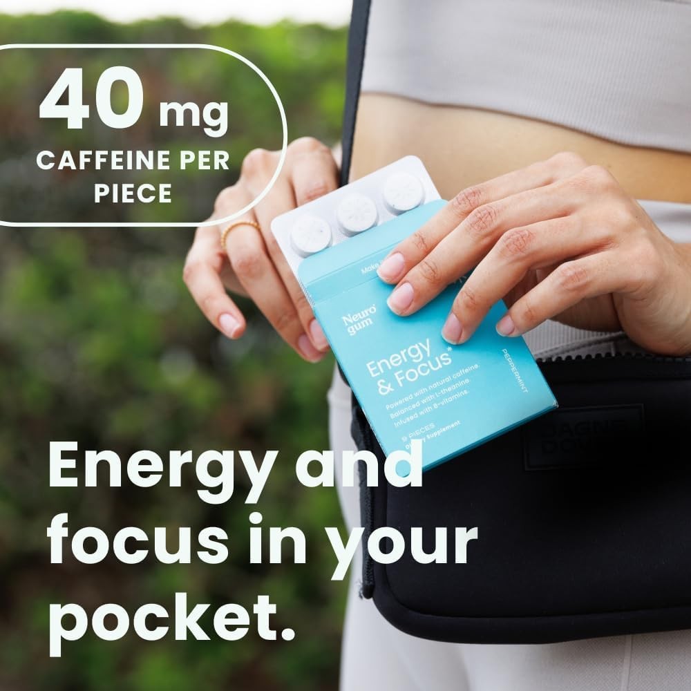 Neuro Gum | Nootropic Energy Caffeine Gum | 40mg Caffeine + 60mg L-theanine
