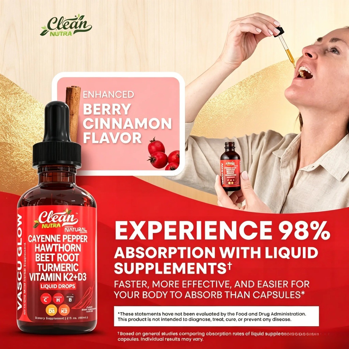 Clean Nutra Cayenne & Hawthorn Drops for Circulation & Heart Health
