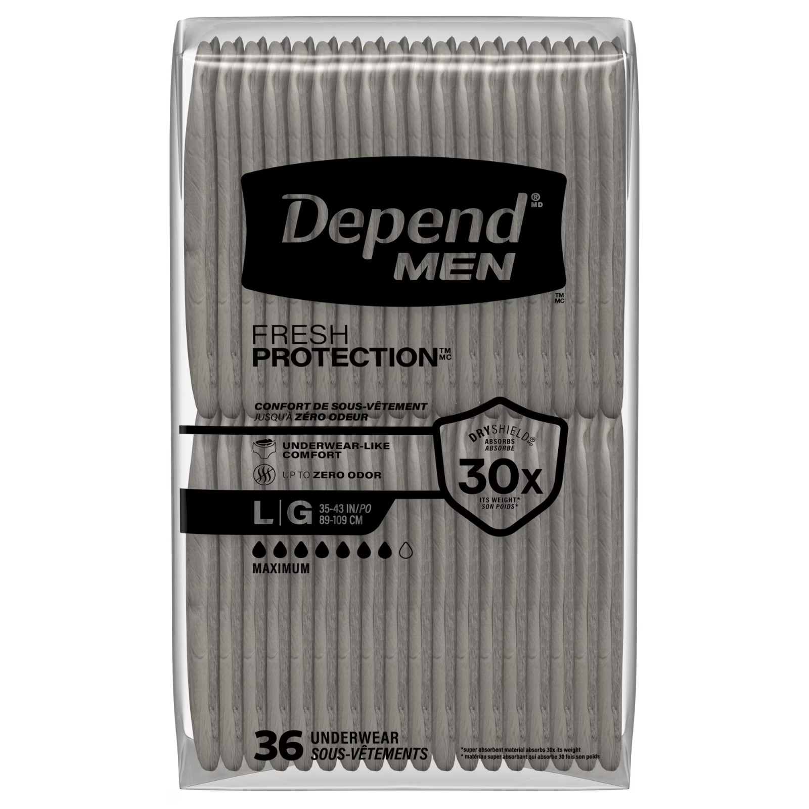 Depend Fresh Protection Incontinence Underwear for Men, Adult Diapers, L, 72 Cou