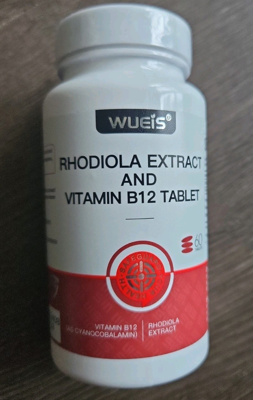 WUEIS Rhodiola Extract & Vitamin B12 + Folic Acid Tablets 60 Count Exp 12/2029