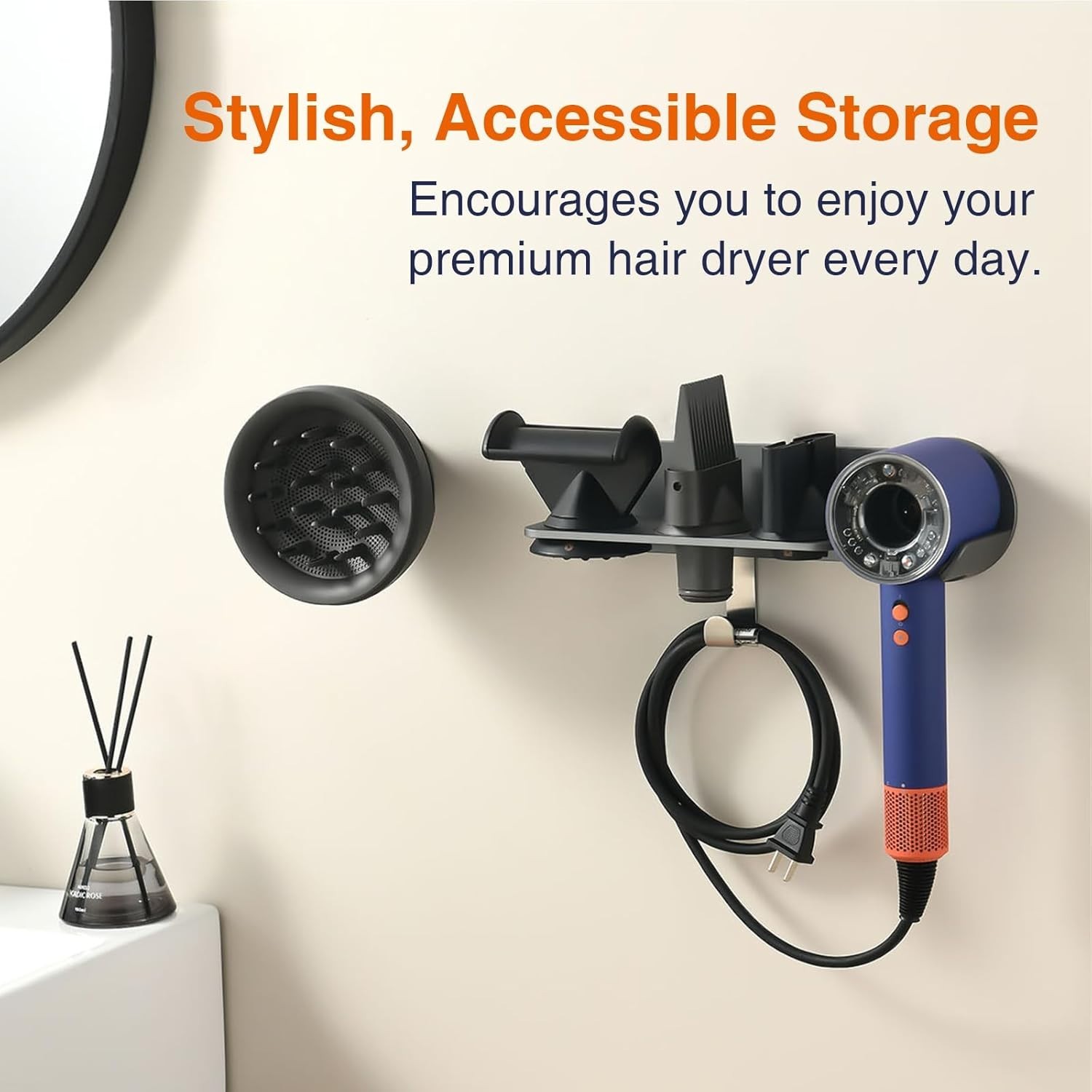 Hair Dryer Holder, Wall-Mounted Blow Dryer Holder, for Dyson Supersonic Nural