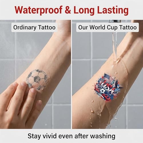22 Pcs 2026 World Cup Tattoos Temporary Soccer Party Favors World United States