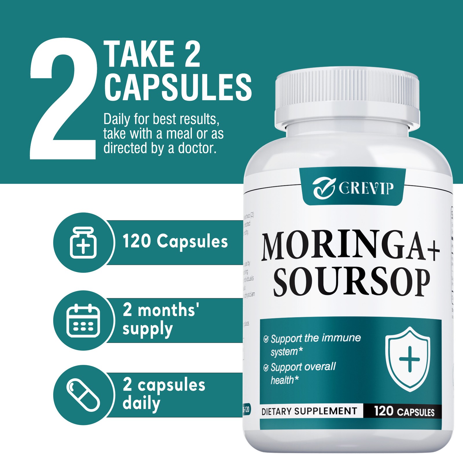 Moringa + Soursop 120pcs – Supports Cellular Health, Antioxidants, Improves Mood
