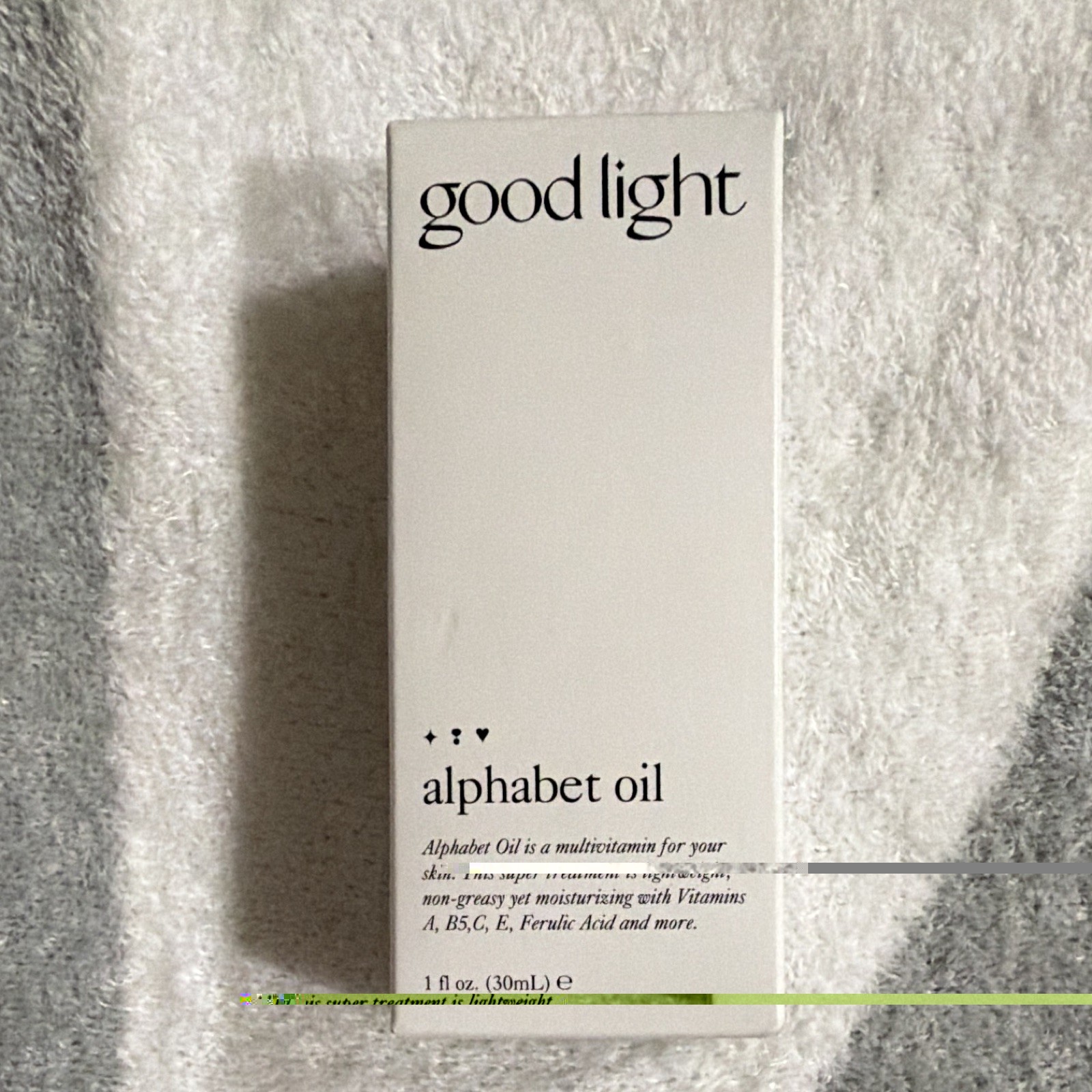 good light Alphabet Oil Face/Neck/Chest/Hand Moisturizer 1 fl oz / 30 mL