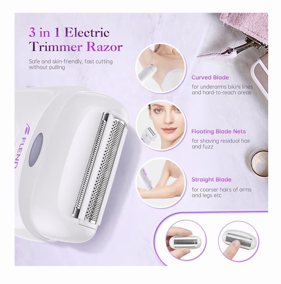 2-in-1 Epilator Hair Remover LED USB Rechargeable Shaver Women Full Body