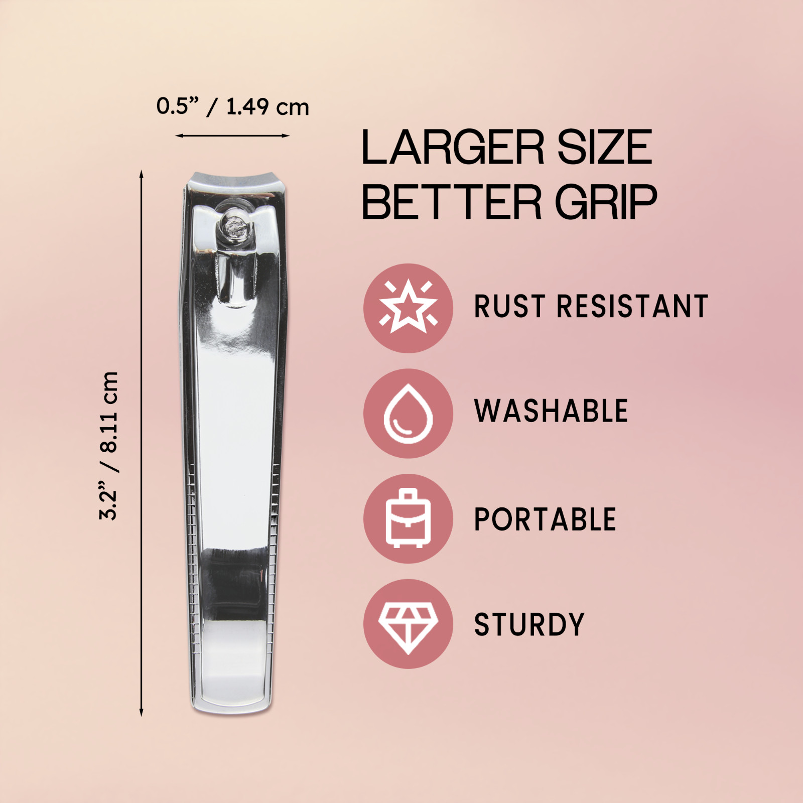 3pcs Beauticom Professional Stainless Steel Toe Nail Clippers Curved Edge Style