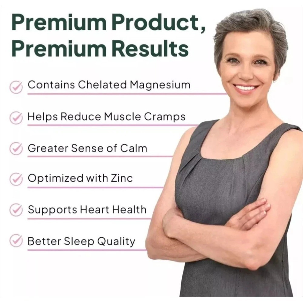 3 Pack Organic Ocean Pure Chelated Magnesium Glycinate with Zinc, Supplement